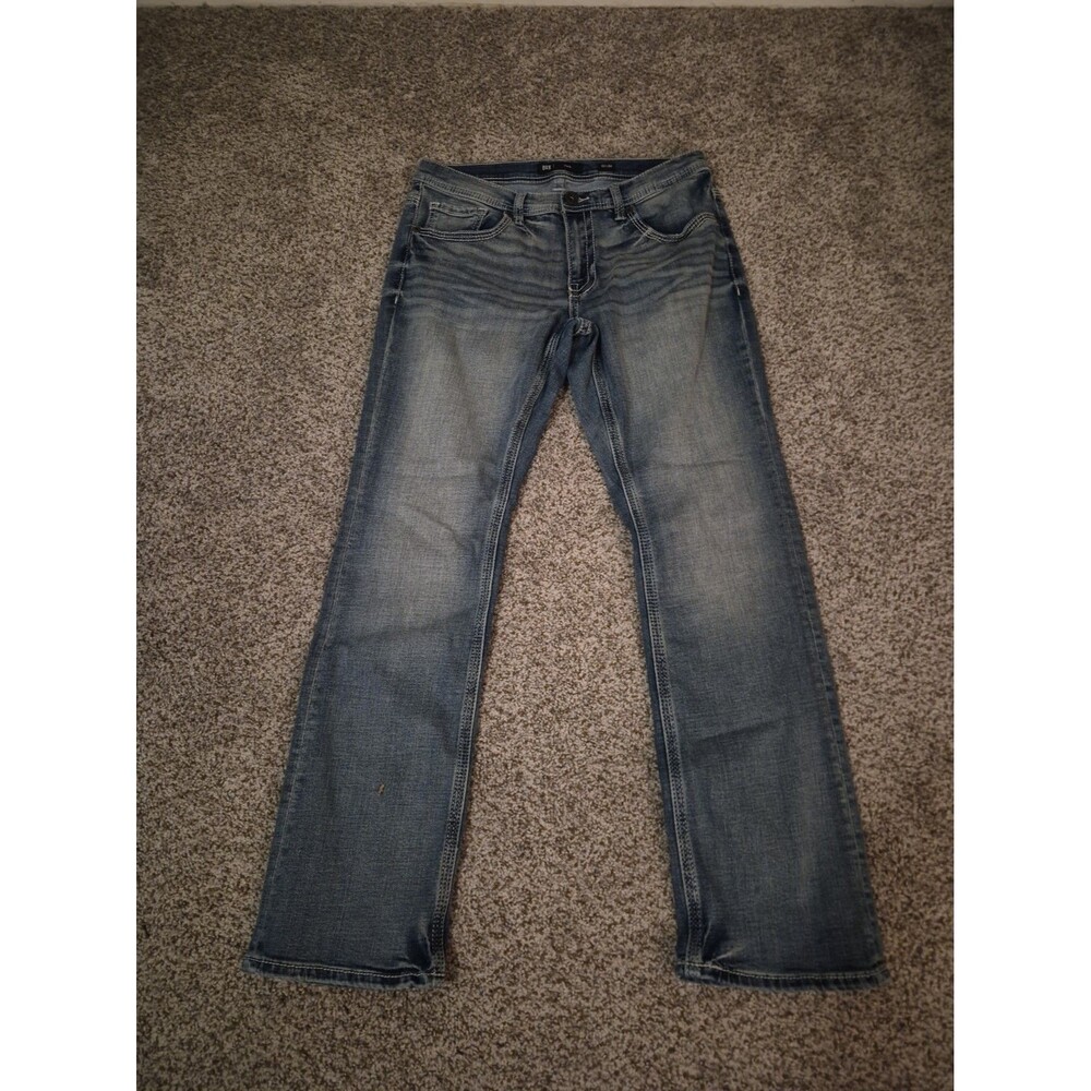 BKE Derek Mens Straight Leg Jeans 32/32 Medium Wash Blue Denim Cowboy